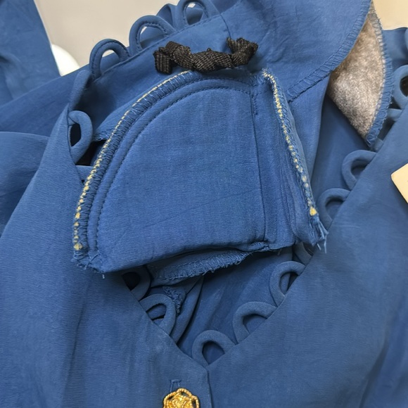 Ms. Conduct blue v-neck midi dress w gold button detail M - Picture 10 of 12